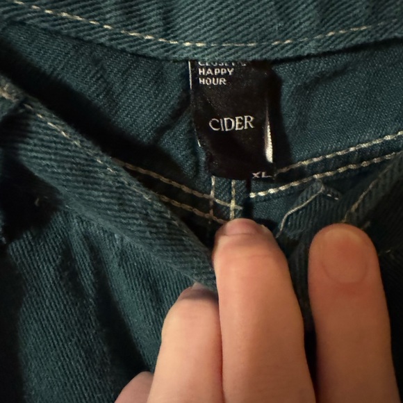 Cider Teal, Cream, Camel Patchwork Pants - Picture 3 of 3